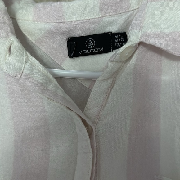 Volcom oversized shirt dress size medium large pink and white striped - Picture 2 of 3